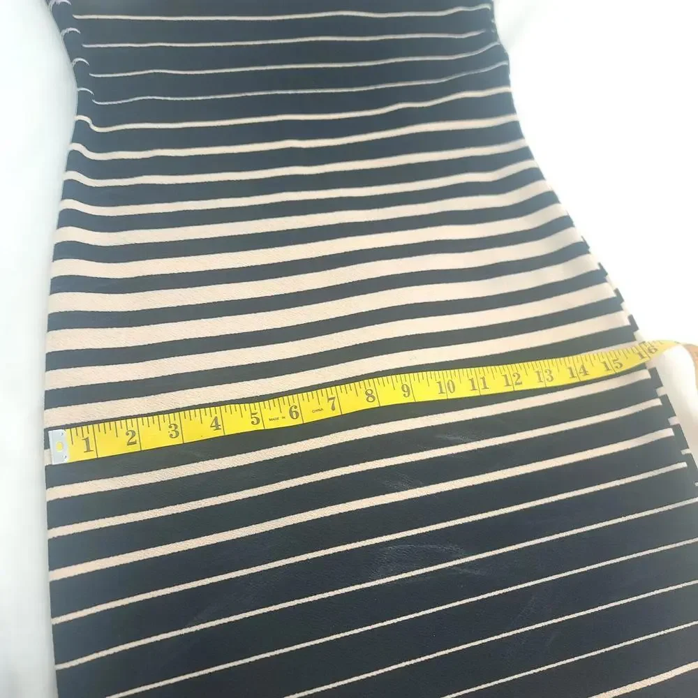 Brat Star Black Tan Horizontal Stripes Stretch Knit Size Medium A-line Dress